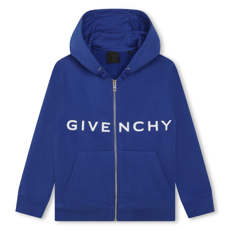 GIVENCHY Hooded zip fleece sweatshirt boy blue Kids around