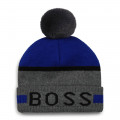 Lined cotton pom-pom hat BOSS for BOY