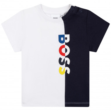 T-shirt bicolore con logo BOSS Per RAGAZZO