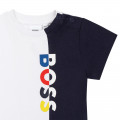 T-shirt bicolore con logo BOSS Per RAGAZZO