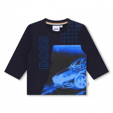 Cotton t-shirt with car print BOSS for BOY