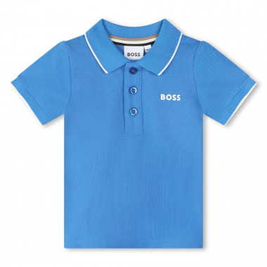 Cotton piqué polo with logo BOSS for BOY