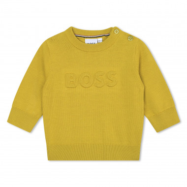Effen katoenen trui met logo BOSS Voor