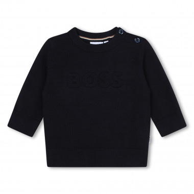 Plain cotton jumper with logo BOSS for BOY