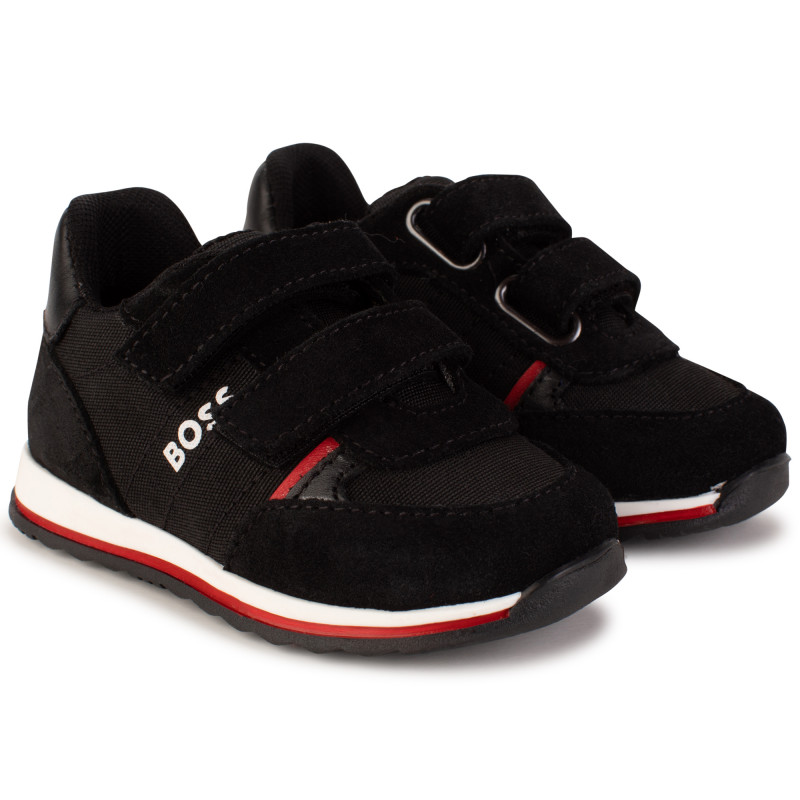 BOSS Leather hook-and-loop trainers baby black - | Kids around