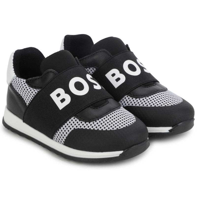 BOSS Elasticated leather trainers baby black - | Kids around