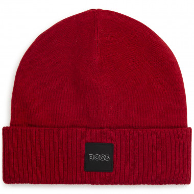 Knitted hat with patch BOSS for BOY