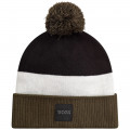 Striped knitted pompom hat BOSS for BOY
