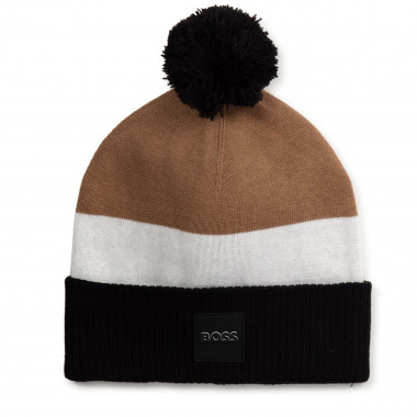 Striped knitted pompom hat BOSS for BOY