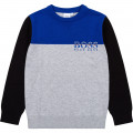 Tricoloured combed cotton jumper BOSS for BOY