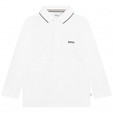 Marled cotton-pique polo shirt BOSS for BOY