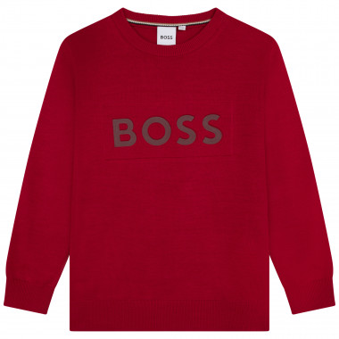 Katoenen trui met logo BOSS Voor