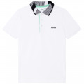 Jacquard-collar piqué cotton polo shirt BOSS for BOY