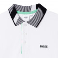 Jacquard-collar piqué cotton polo shirt BOSS for BOY