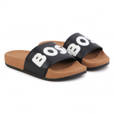 Slippers met logo in bouclé BOSS Voor