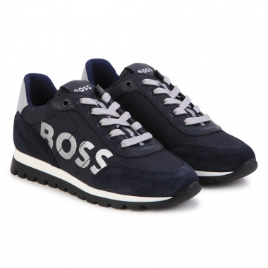 Vetersneakers met leer BOSS Voor