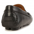 Leather loafers with logo BOSS for BOY