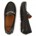 Leather loafers with logo BOSS for BOY