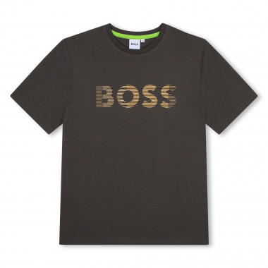 T-shirt en coton à logo rayé BOSS pour GARCON