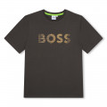 Katoenen t-shirt met gestreept logo BOSS Voor