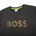 Katoenen t-shirt met gestreept logo BOSS Voor