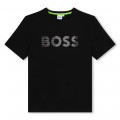 Cotton striped logo t-shirt BOSS for BOY