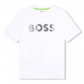 Katoenen t-shirt met gestreept logo BOSS Voor