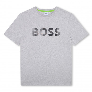T-shirt en coton à logo rayé BOSS pour GARCON