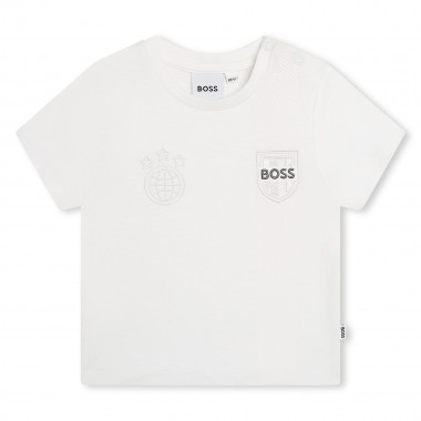 Cotton T-shirt with badges BOSS for BOY