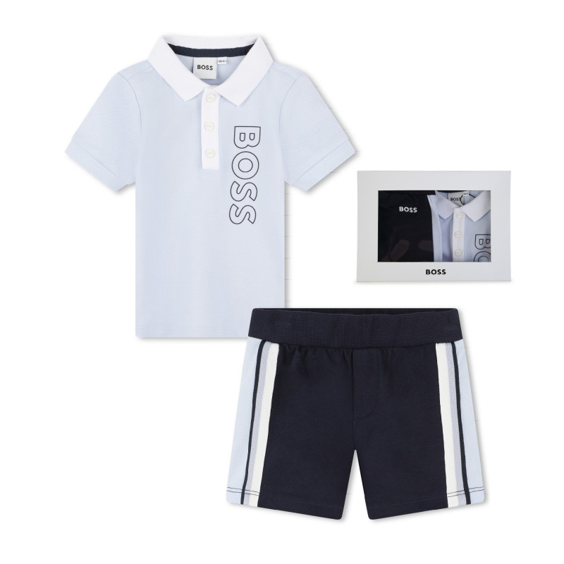 BOSS Polo shirt and shorts set baby blue Kids around