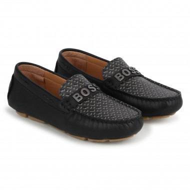 Leather loafers with print BOSS for BOY