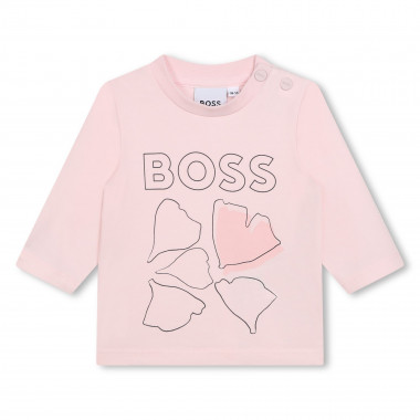 T-shirt met bloemblaadjesprint BOSS Voor