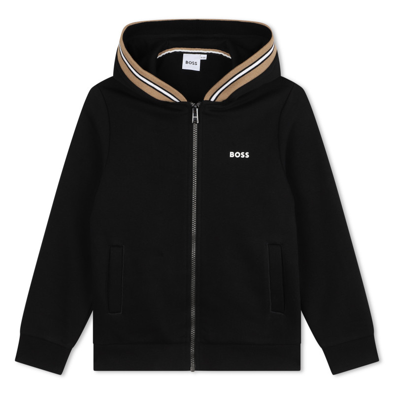 BOSS Hooded zip up cardigan boy black Kids around