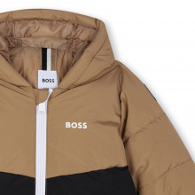 Two-tone hooded puffer jacket