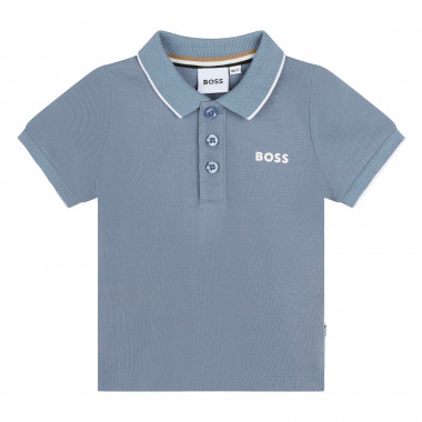 Plain cotton piqué polo BOSS for BOY