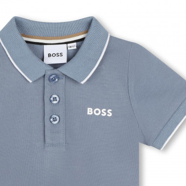 Plain cotton piqué polo BOSS for BOY