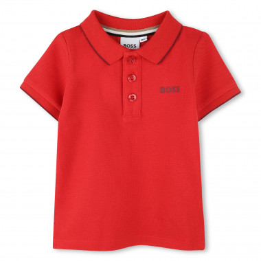 Plain cotton piqué polo BOSS for BOY