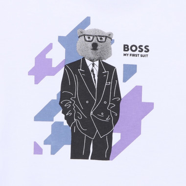 Camiseta de algodón estampada BOSS para NIÑO