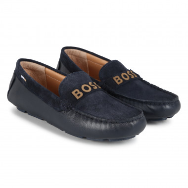 Bi-texture leather moccasins BOSS for BOY