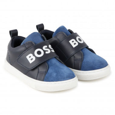 Leren sneakers met klittenband BOSS Voor