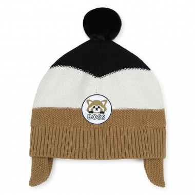 Striped cotton pompom hat BOSS for BOY