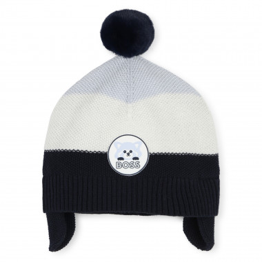 Striped cotton pompom hat BOSS for BOY