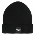 Bonnet en tricot avec revers BOSS pour GARCON