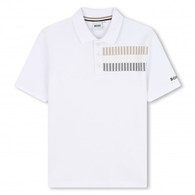 Polo recto con banda de rayas BOSS para NIÑO