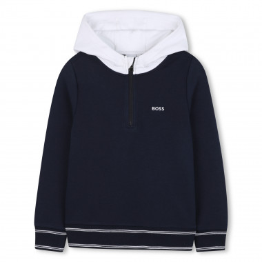 Sweat-shirt capuche contrastée BOSS pour GARCON