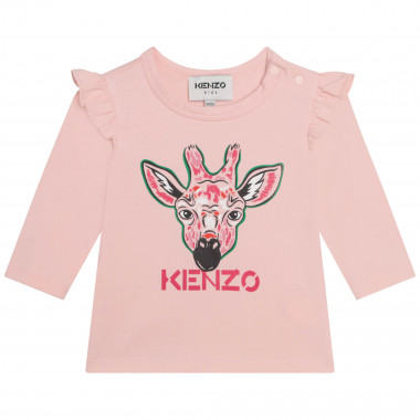 Cotton T-shirt with frills KENZO KIDS for GIRL