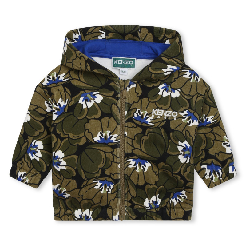 KENZO KIDS Felpa con zip in cotone baby verde Kids around