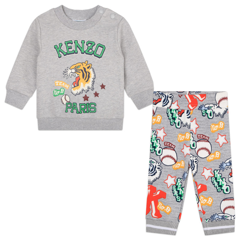 KENZO KIDS Printed cotton set baby grey Kids around