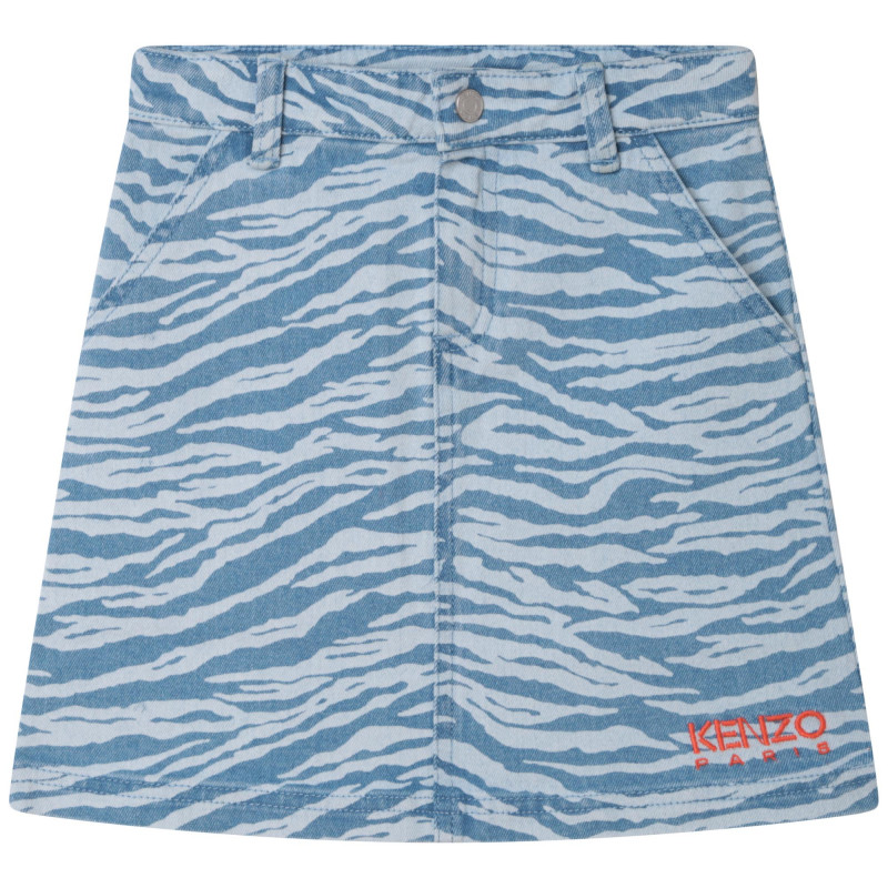 KENZO KIDS Gonna di jeans tigrata bambina blu Kids around