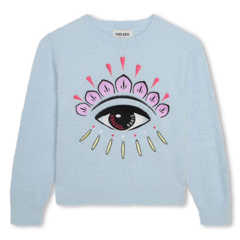 KENZO KIDS Embroidered fluffy knit jumper girl blue Kids around